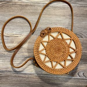 Brown raffia satchel